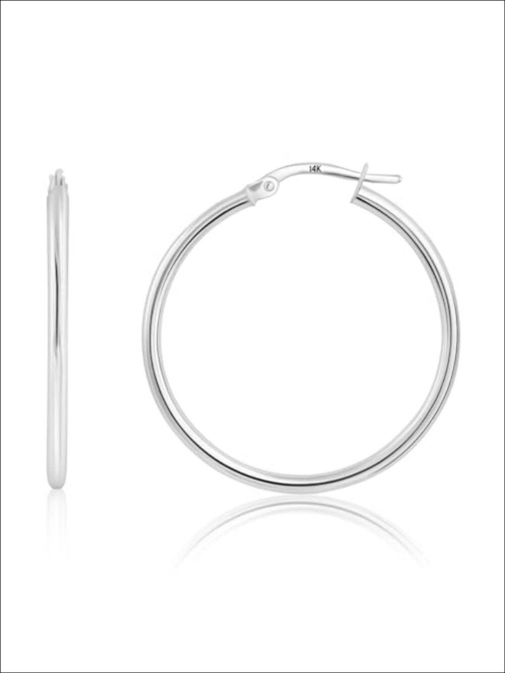 Solid 14K Gold Hoop Earrings for Women 30mm Click-Top Hypoallergenic